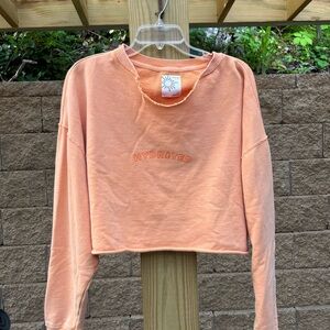 Aerie Offline Hydrated Orange Cropped Sweatshirt
